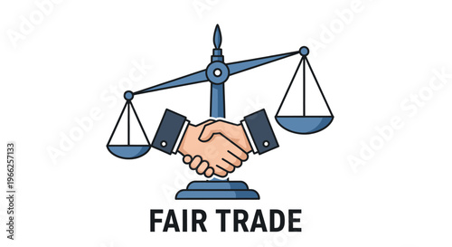 Fair Trade Illustration Handshake and Scales Symbol Business Ethics Commerce Agreement Partnership Justice Equality Concept Graphic Design