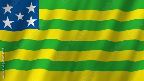 Goias State Flag Brazil 4K Realistic Waving Bandeira de Goias Animation
