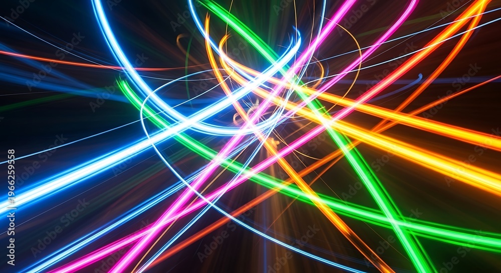 Obraz premium vibrant colorful light trails abstract motion background with neon glow