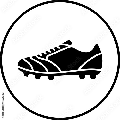 Soccer Cleat Icon Inside Circle Badge Design.