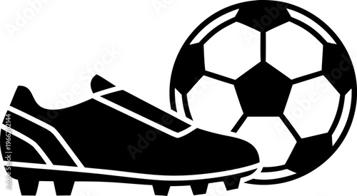 Soccer Cleat with Ball Icon Sports Illustration