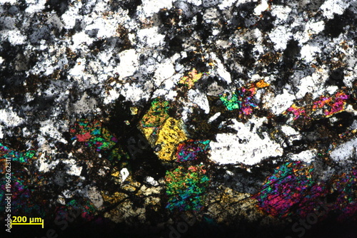 Tableau sur toile Volcanic rock minerals under microscope