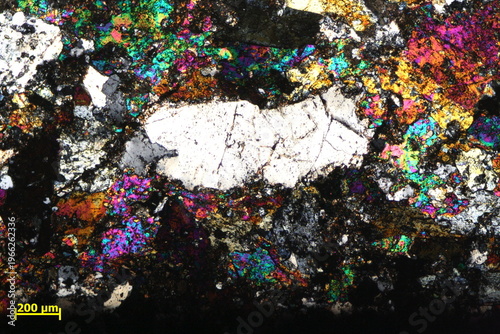 Volcanic rock minerals under microscope 