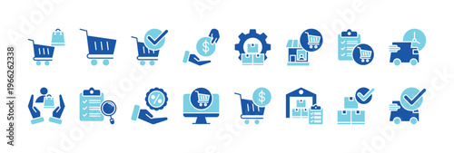 ecommerce icon collection glyph dual color style. containing shopping, cart, checkout, payment, product, store, order, delivery, customer, review, discount, marketplace, purchase, inventory.