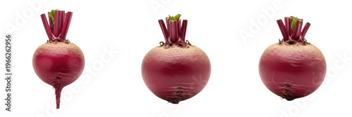 Beetroot (Beta vulgaris) whole deep red root vegetable isolated on white background, fresh beet, edible taproot produce