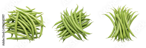 Photos Green beans (Phaseolus vulgaris) fresh long pods vegetable isolated on white bac