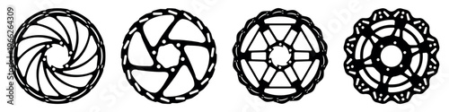 Set of four bicycle disc brake rotors. Vector illustration on white background