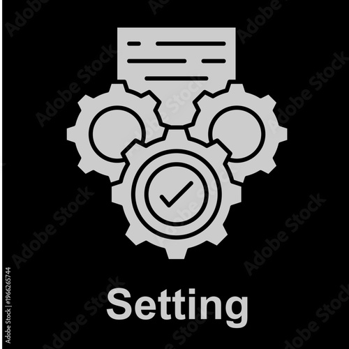Setting White Vector Icon On Black Background 