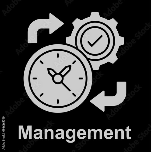Management White Vector Icon On Black Background 