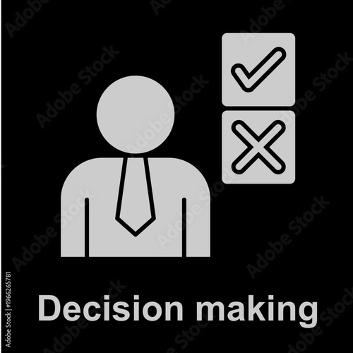 Decision Making White Vector Icon On Black Background 