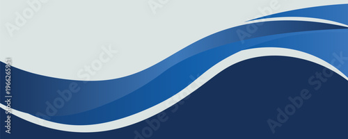 Latar belakang horizontal banner bisnis header bergelombang biru abstrakPrint