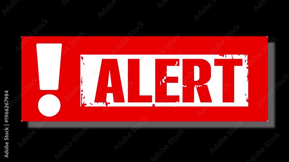 Alert Notification Animated Button, Red Warning Label with Exclamation ...