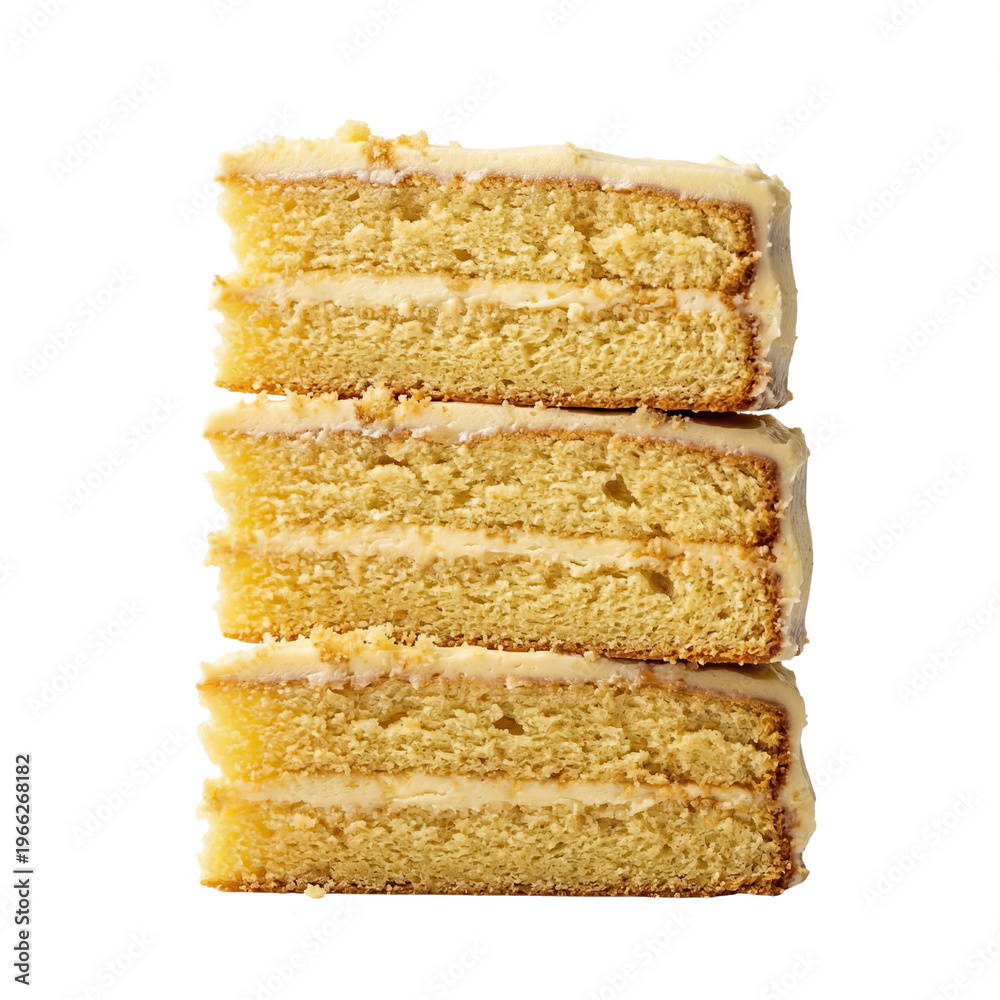 Fototapeta premium Slices of vanilla cake (isolated on a transparent background).