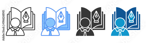 Author Icon Set Multiple Style Collection