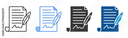 Manuscript Icon Set Multiple Style Collection