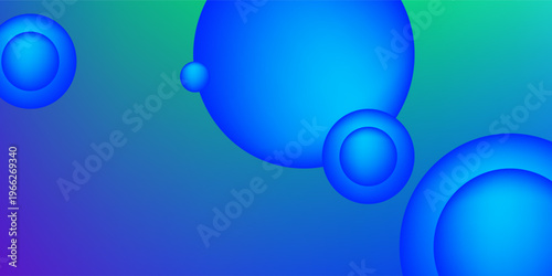 Gelembung biru dengan latar belakang gradien hijau dan biru mesh abstrak latar belakang bagus untuk wallpaper atau banner