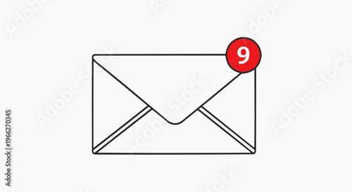 A minimalist vector graphic of an envelope with a notification icon
