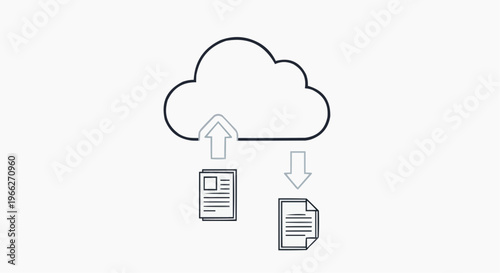 A vector graphic illustrating cloud storage and file synchronization