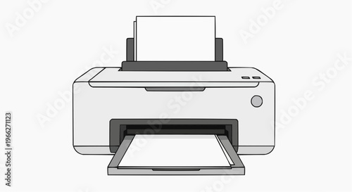 A minimalist vector illustration of a printer with an open paper tray