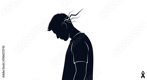 Man with his head bowed in profile.