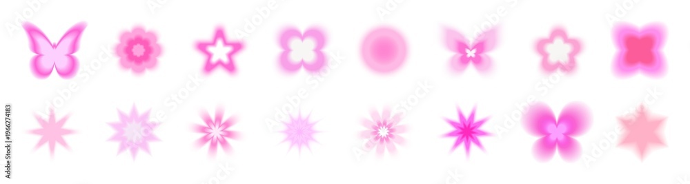 Naklejka premium Pink floral abstract shapes collection
