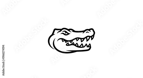 Alligator head with open mouth.