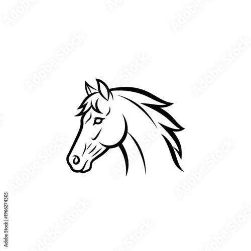 Black and white horse head drawing.