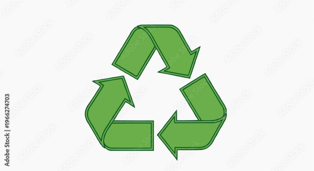 Fototapeta premium A green recycling symbol on a white background