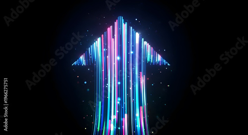 Stunning light trails forming an upward-pointing arrow against a dark backdrop