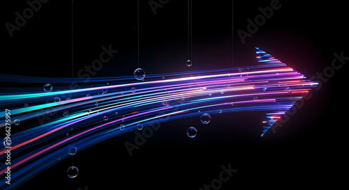 Dynamic light trails captured in a futuristic urban night scene with a sleek vehicle