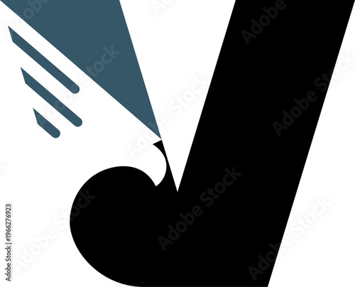 vector is monogram letter V and Hawk bird drove. Abstract, elegant, unique