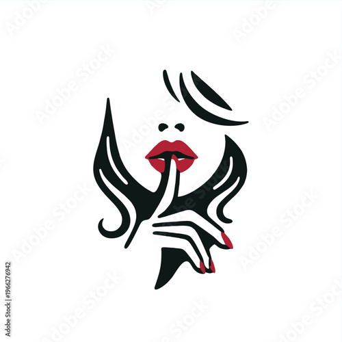 vector illustration girl silent pose beauty silhouette drawing vector