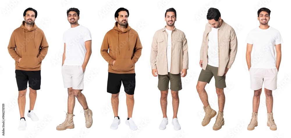 Fototapeta premium Casual men's fashion showcase isolated element set