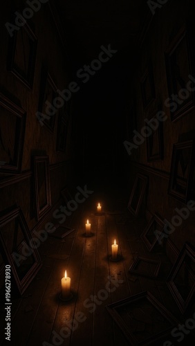 Eerie hallway with candlelight mobile wallpaper