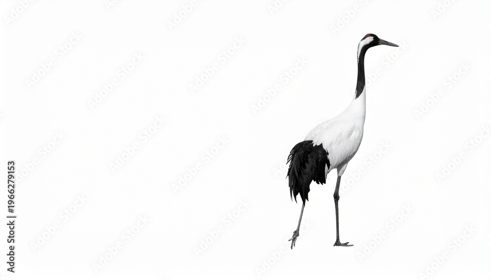 Fototapeta premium Elegant crane standing against white background