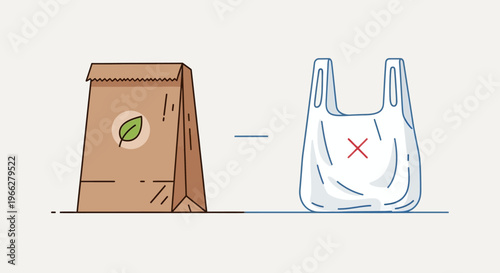 Brown paper bag versus plastic bag.
