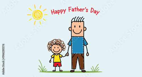 Father and child standing together happy 1.