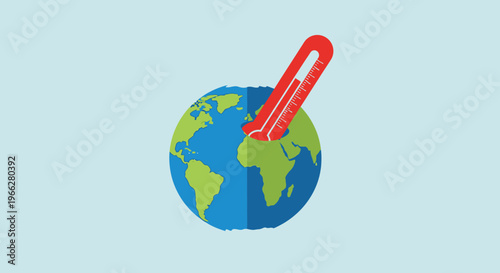 Globe with red paper clip.