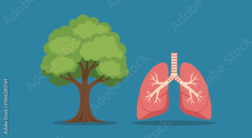 lungs and tree for healthy breathing.