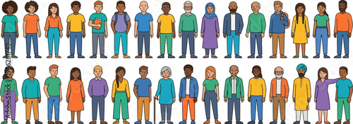 Diverse Group of People Standing together for Social Unity