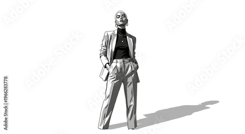 Confident businessman standing with hands in pockets on white