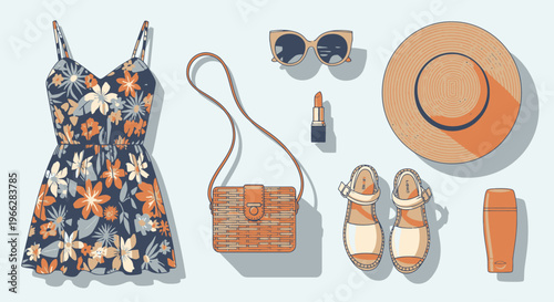 Summer Vacation Outfit Essentials Flat Lay