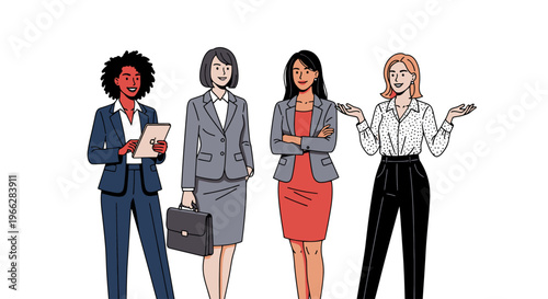 Diverse businesswomen in professional attire