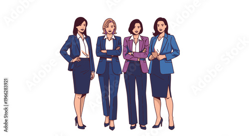 Diverse group of confident businesswomen standing together