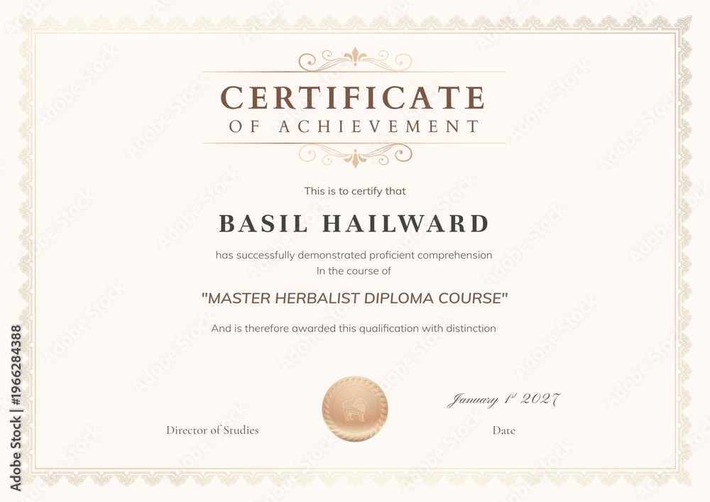 Fototapeta premium Editable formal certificate template, simple beige design