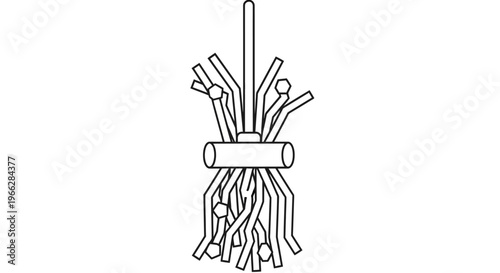 Broom with bundle of bristles.