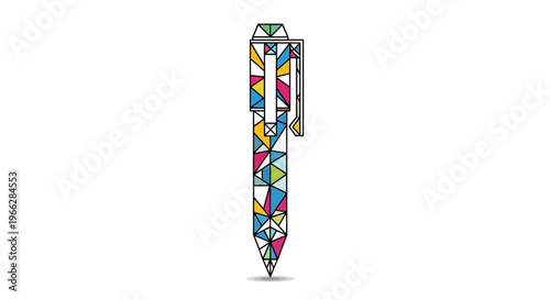 Colorful pen with mosaic design.