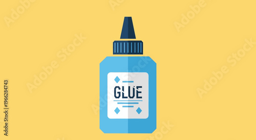 Glue bottle with black nozzle cap.
