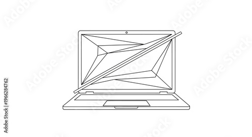 Laptop Computer with Open Screen.