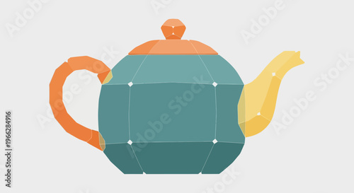 Teapot with orange handle and spout.